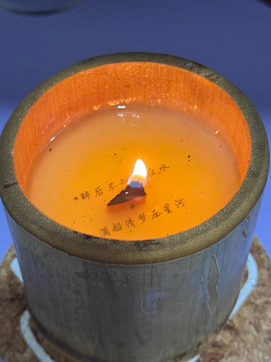Candela artigianale profumata in bambù – fragranza Tè Verde Longjing